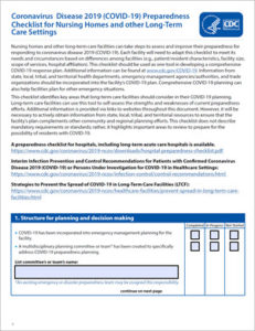 Coronavirus Disease 2019 (COVID-19) Preparedness Checklist for Nursing Homes and other Long-Term Care Settings