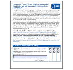 CDC coronavirus disease COVID-19 checklist for nursing homes