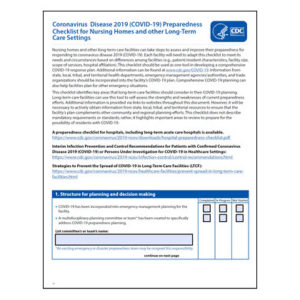 CDC coronavirus disease COVID-19 checklist for nursing homes